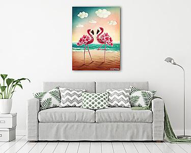 Two flamingos (vászonkép) - vászonkép, falikép otthonra és irodába