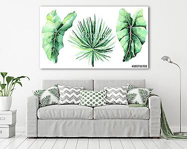 Tropical watercolor leaves set (vászonkép) - vászonkép, falikép otthonra és irodába
