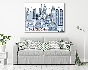 Barcelona Attractions. Handmade drawing vector illustration. All (vászonkép) - vászonkép, falikép otthonra és irodába