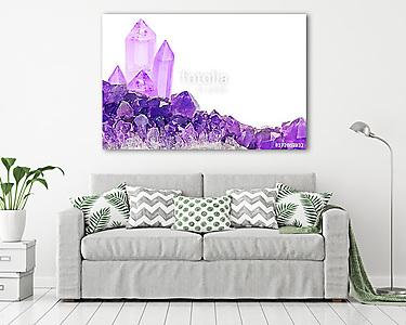 lilac amethyst small and large crystals on white (vászonkép) - vászonkép, falikép otthonra és irodába