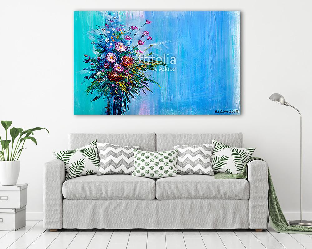 Virágok csokorban bal oldali kompozíció (olajfestmény reprodukció) - vászonkép, falikép vásárlás Virágok csokorban bal oldali kompozíció (olajfestmény reprodukció) (fotótapéta) - vászonkép, falikép otthonra és irodába