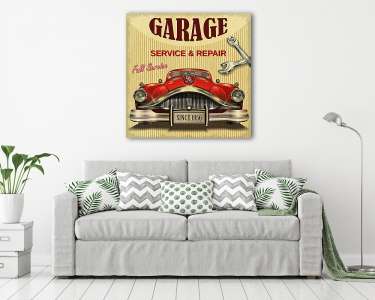 Vintage garage retro poster (vászonkép) - vászonkép, falikép otthonra és irodába