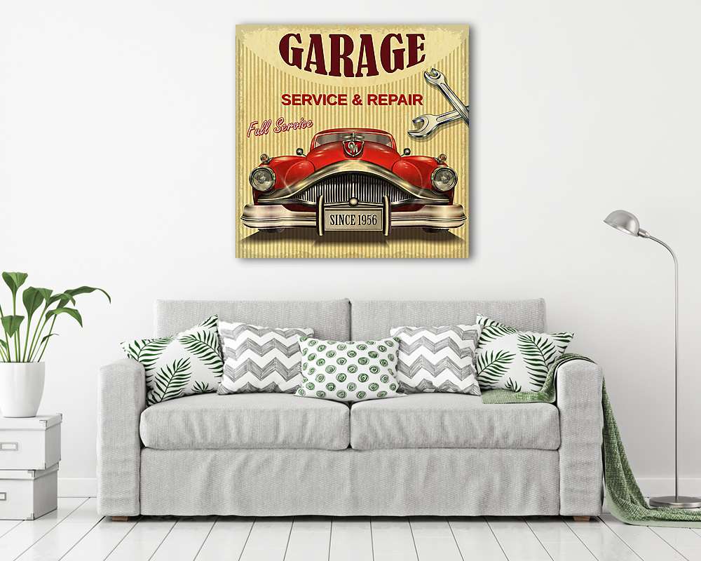 Vintage garage retro poster - vászonkép, falikép vásárlás Vintage garage retro poster (bögre) - vászonkép, falikép otthonra és irodába