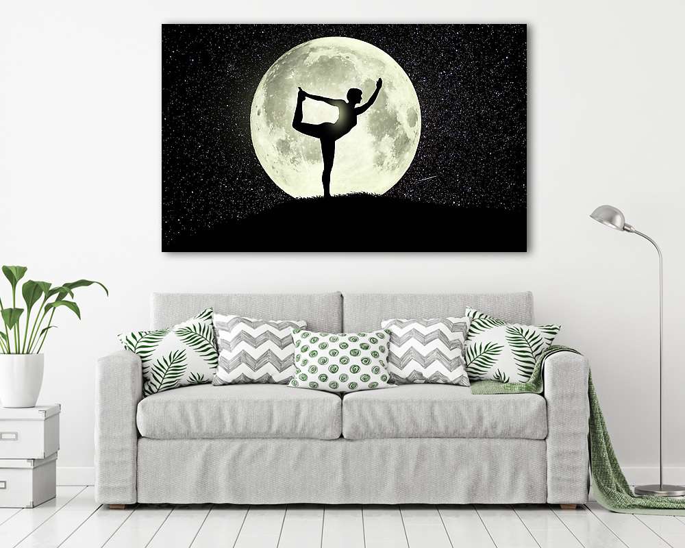 Yoga silhouette Natarajasana dancer pose (vászonkép) - vászonkép, falikép otthonra és irodába