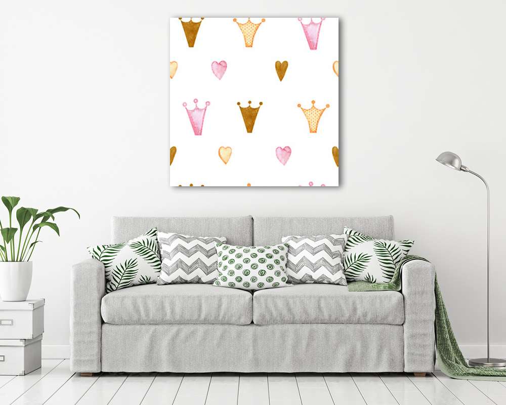 Koronák fehér háttérrel tapétaminta - vászonkép, falikép vásárlás Koronák fehér háttérrel tapétaminta (vászonkép) - vászonkép, falikép otthonra és irodába