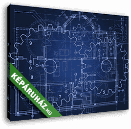 Fogaskerekek blueprint - vászonkép 3D látványterv