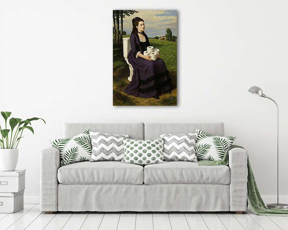 A lilaruhás nő - WC-n, WC papírokkal (Barokk & Graffiti) - vászonkép, falikép vásárlás A lilaruhás nő - WC-n, WC papírokkal (Barokk & Graffiti) (vászonkép) - vászonkép, falikép otthonra és irodába