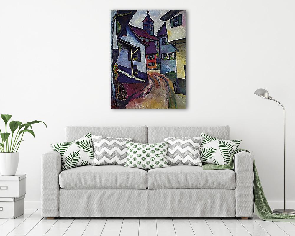 Utcarészlet templommal, Kandern-ban (többrészes kép) - vászonkép, falikép otthonra és irodába