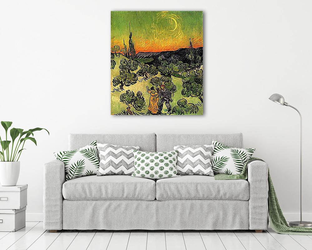 Tájkép sétáló párral és félholddal - vászonkép, falikép vásárlás Tájkép sétáló párral és félholddal (vászonkép) - vászonkép, falikép otthonra és irodába