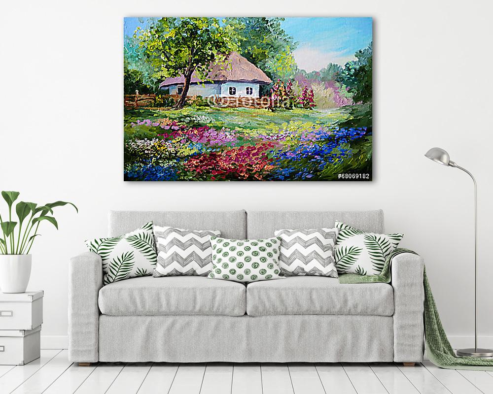 Ház az erdőben (olajfestmény reprodukció) - vászonkép, falikép vásárlás Ház az erdőben (olajfestmény reprodukció) (fotótapéta) - vászonkép, falikép otthonra és irodába