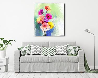 Absztrakt színes tavaszi virágzás (olajfestmény reprodukció) (vászonkép) - vászonkép, falikép otthonra és irodába