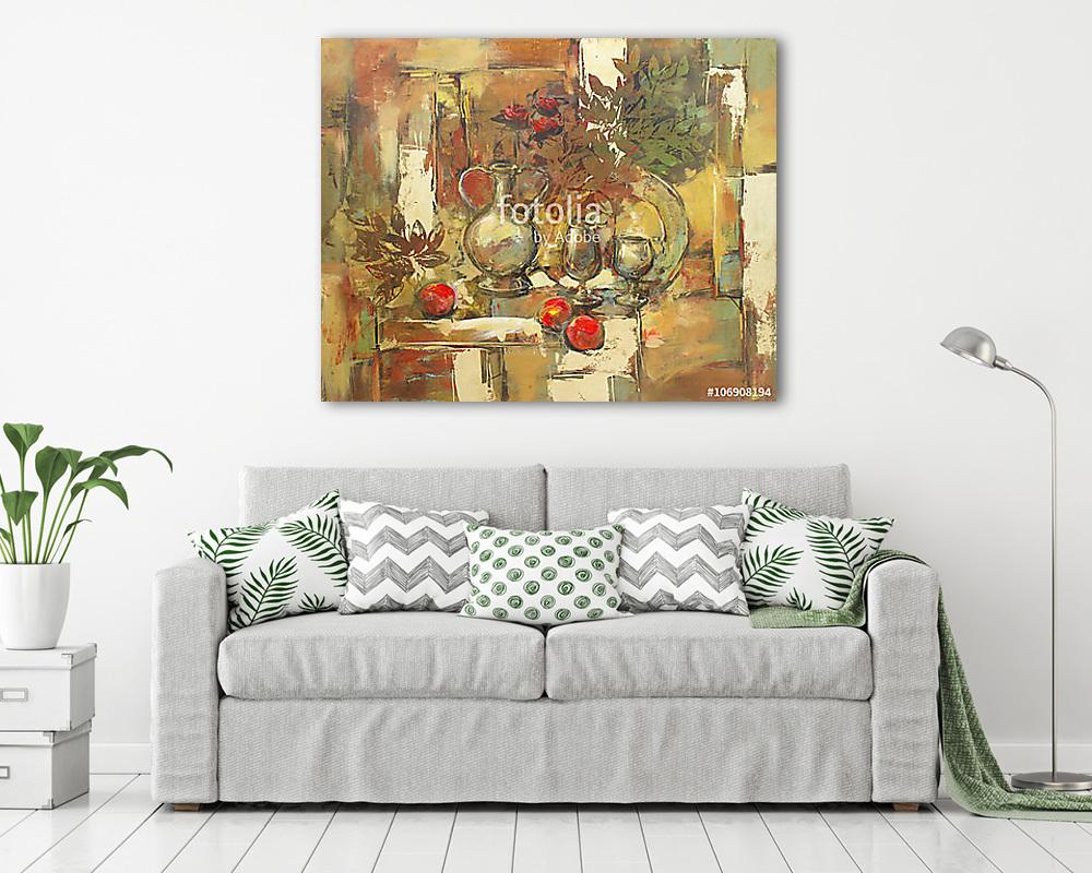 csendélet kézzel készített festmény (bögre) - vászonkép, falikép otthonra és irodába