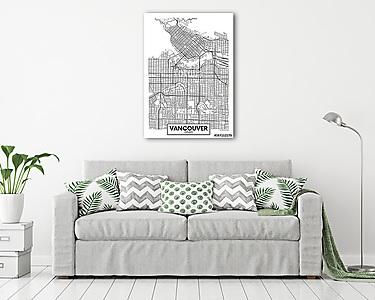 Részletes vektor poszter várostérkép Vancouver (vászonkép) - vászonkép, falikép otthonra és irodába