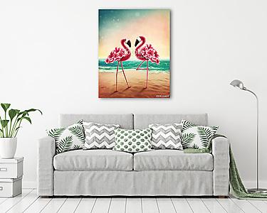 Two flamingos (vászonkép) - vászonkép, falikép otthonra és irodába