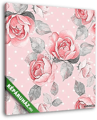 Hand drawn watercolor floral seamless pattern. Vintage flowers 2 - vászonkép 3D látványterv