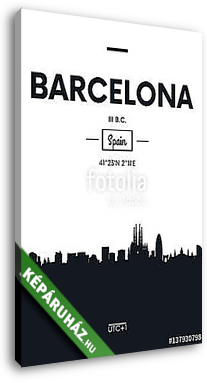 Poster city skyline Barcelona, Flat style vector illustration - vászonkép 3D látványterv