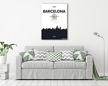 Poster city skyline Barcelona, Flat style vector illustration (vászonkép) - vászonkép, falikép otthonra és irodába