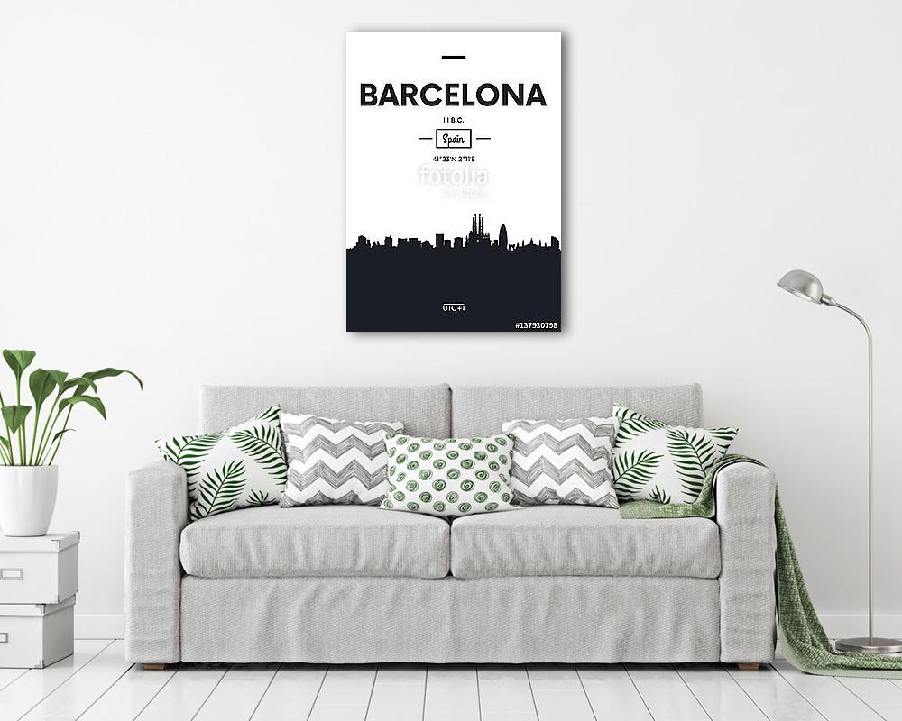 Poster city skyline Barcelona, Flat style vector illustration - vászonkép, falikép vásárlás Poster city skyline Barcelona, Flat style vector illustration (vászonkép) - vászonkép, falikép otthonra és irodába