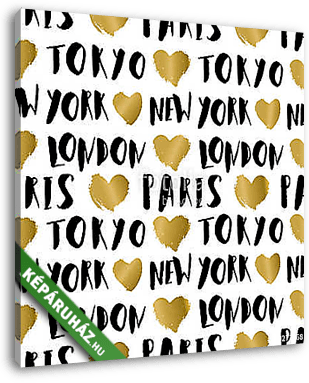 City Names Seamless Pattern - vászonkép 3D látványterv