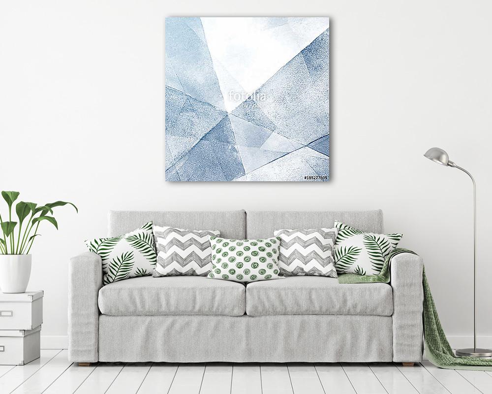 Watercolor light blue background. Hand painted abstractly crumpled folded paper. Triangle geometric pattern. - vászonkép, falikép vásárlás Watercolor light blue background. Hand painted abstractly crumpled folded paper. Triangle geometric pattern. (fotótapéta) - vászonkép, falikép otthonra és irodába