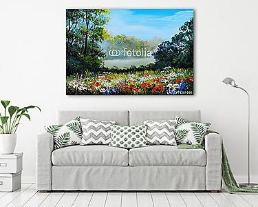 Mező virágokkal (olajfestmény reprodukció) (vászonkép) - vászonkép, falikép otthonra és irodába