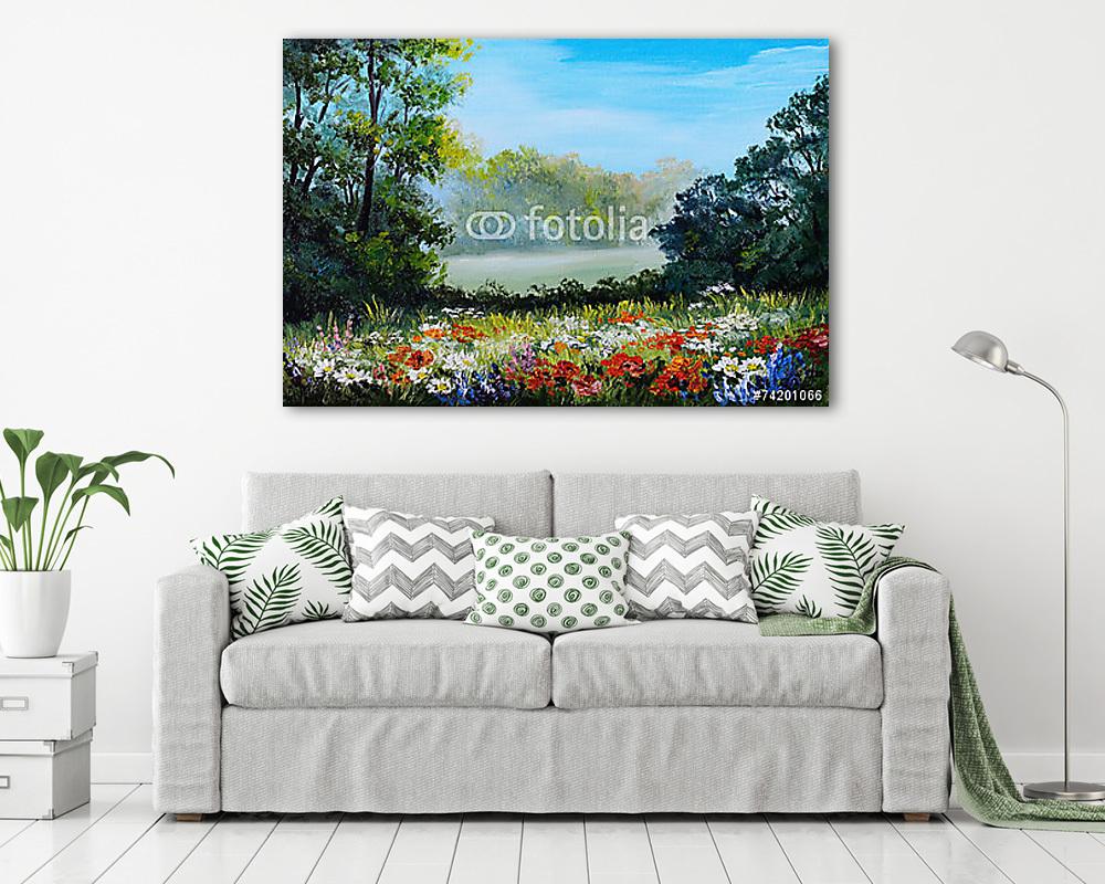 Mező virágokkal (olajfestmény reprodukció) (poszter) - vászonkép, falikép otthonra és irodába