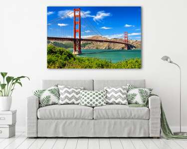 Golden Gate híd élénk napja táj, San Francisco (vászonkép) - vászonkép, falikép otthonra és irodába