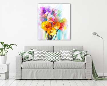 Absztrakt színes virágzás (olajfestmény reprodukció) (vászonkép) - vászonkép, falikép otthonra és irodába