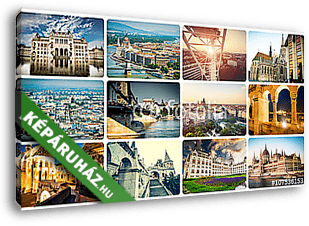 különböző budapesti látnivalók kollázsa - vászonkép 3D látványterv