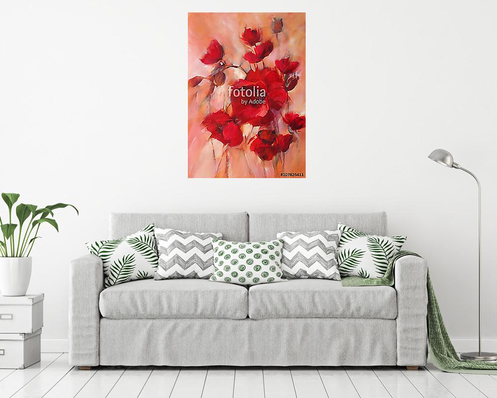 Pipacsok (festmény) (keretezett kép) - vászonkép, falikép otthonra és irodába