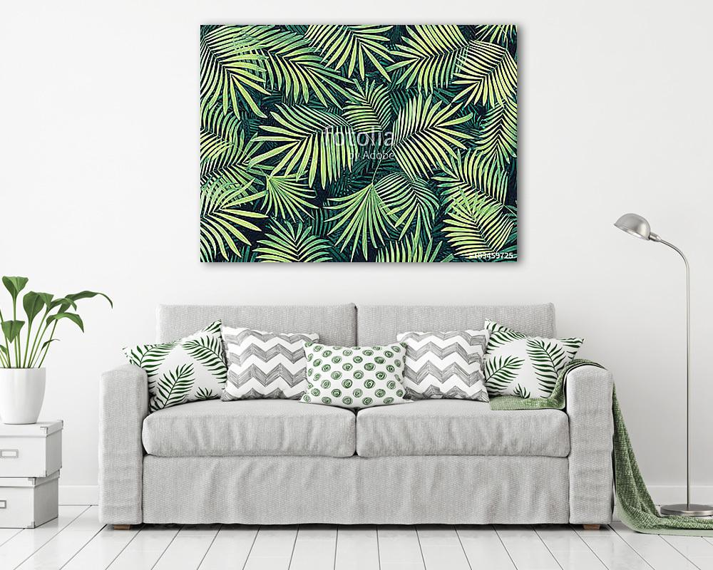 Trópusi levelek 02 (keretezett kép) - vászonkép, falikép otthonra és irodába