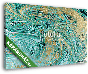 Marble abstract acrylic background. Nature green marbling artwork texture. Golden glitter. - vászonkép 3D látványterv
