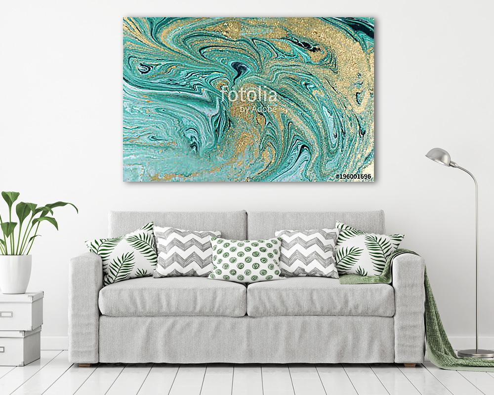 Marble abstract acrylic background. Nature green marbling artwork texture. Golden glitter. - vászonkép, falikép vásárlás Marble abstract acrylic background. Nature green marbling artwork texture. Golden glitter. (vászonkép) - vászonkép, falikép otthonra és irodába