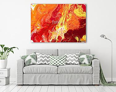 Fire | Red, Orange, Yellow, Gold, and White Fluid Acrylic Abstract Painting (vászonkép) - vászonkép, falikép otthonra és irodába