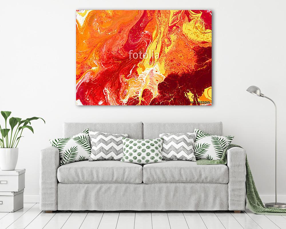 Fire | Red, Orange, Yellow, Gold, and White Fluid Acrylic Abstract Painting (többrészes kép) - vászonkép, falikép otthonra és irodába