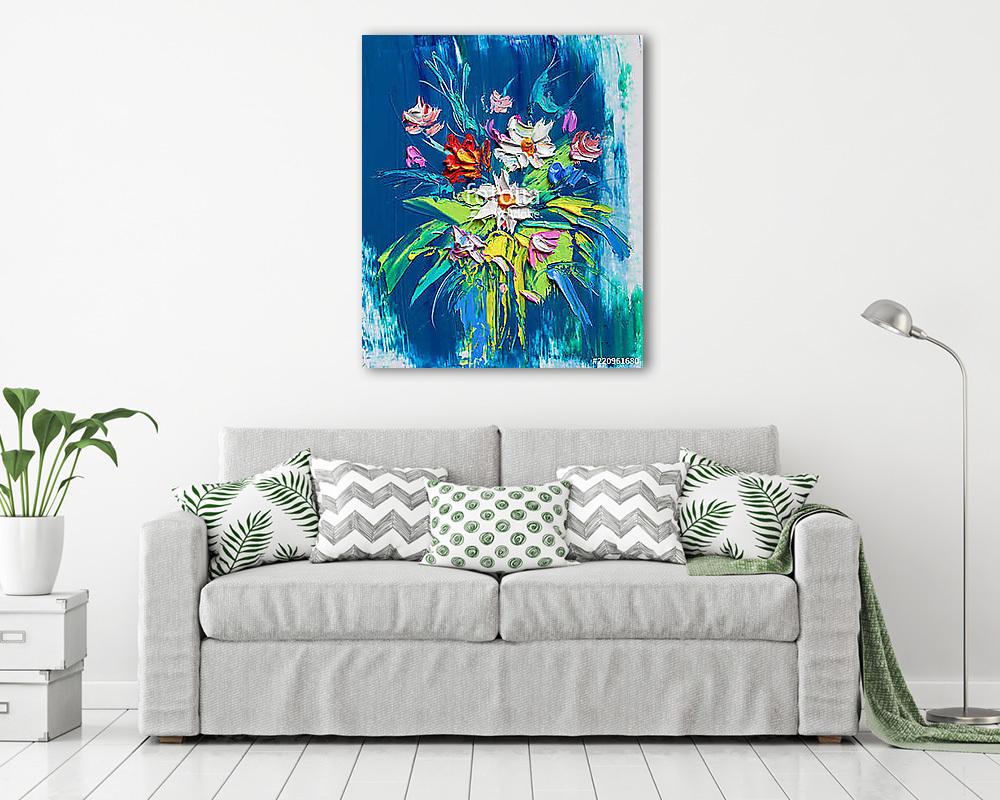 Pompázatos virágok egy csokorban (olajfestmény reprodukció) (poszter) - vászonkép, falikép otthonra és irodába