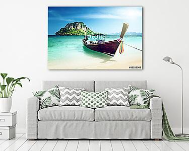 long boat and poda island, Thailand (vászonkép) - vászonkép, falikép otthonra és irodába