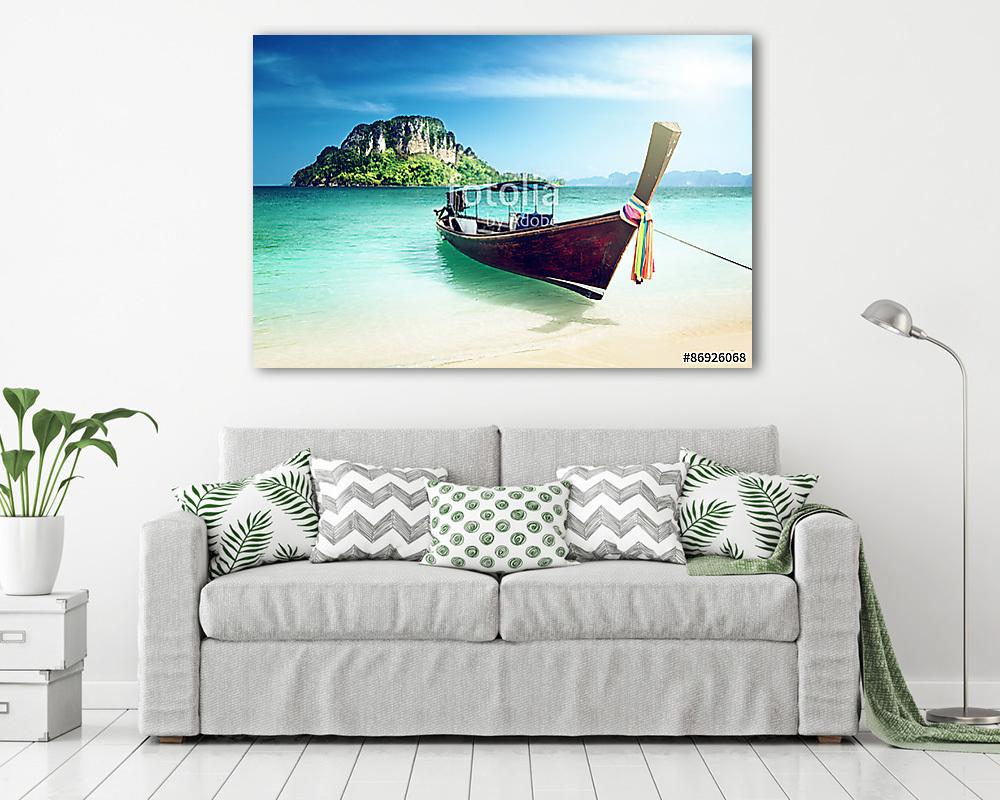 long boat and poda island, Thailand (vászonkép) - vászonkép, falikép otthonra és irodába