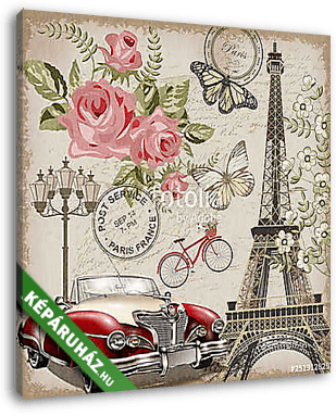 Paris vintage postcard. - vászonkép 3D látványterv