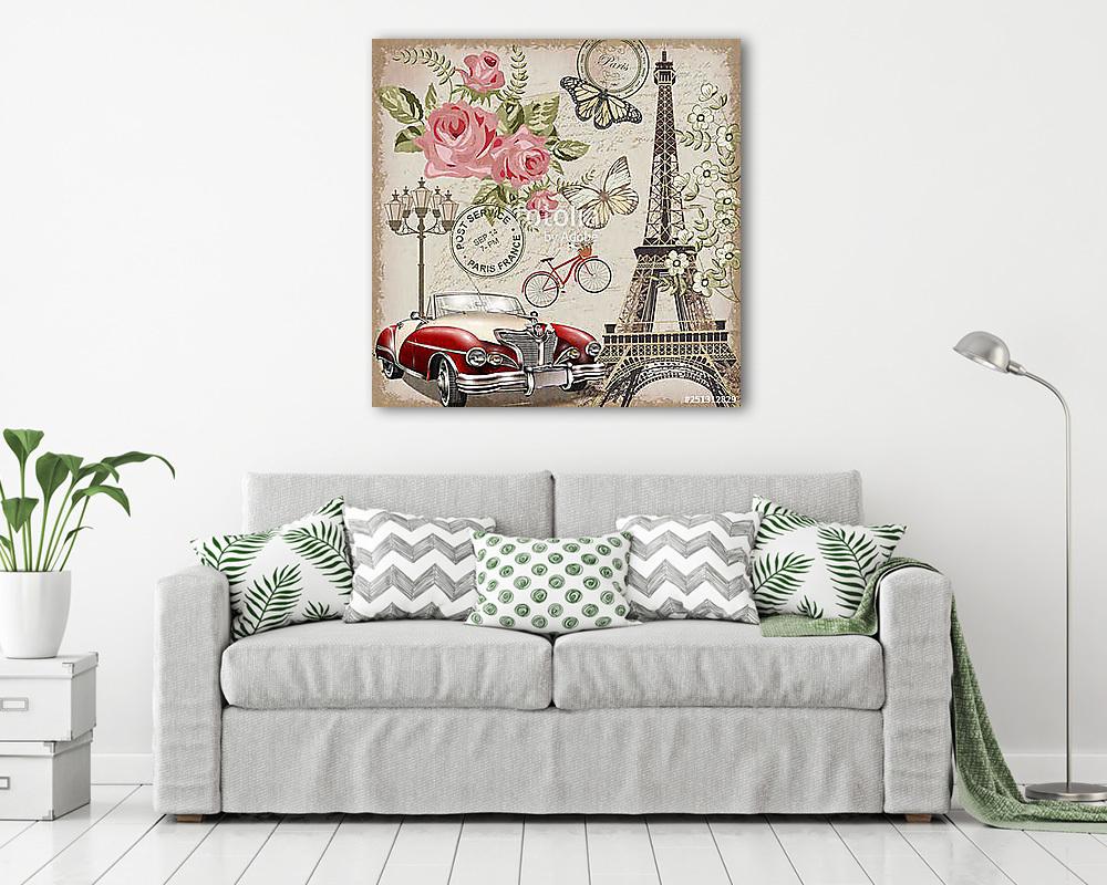Paris vintage postcard. - vászonkép, falikép vásárlás Paris vintage postcard. (keretezett kép) - vászonkép, falikép otthonra és irodába