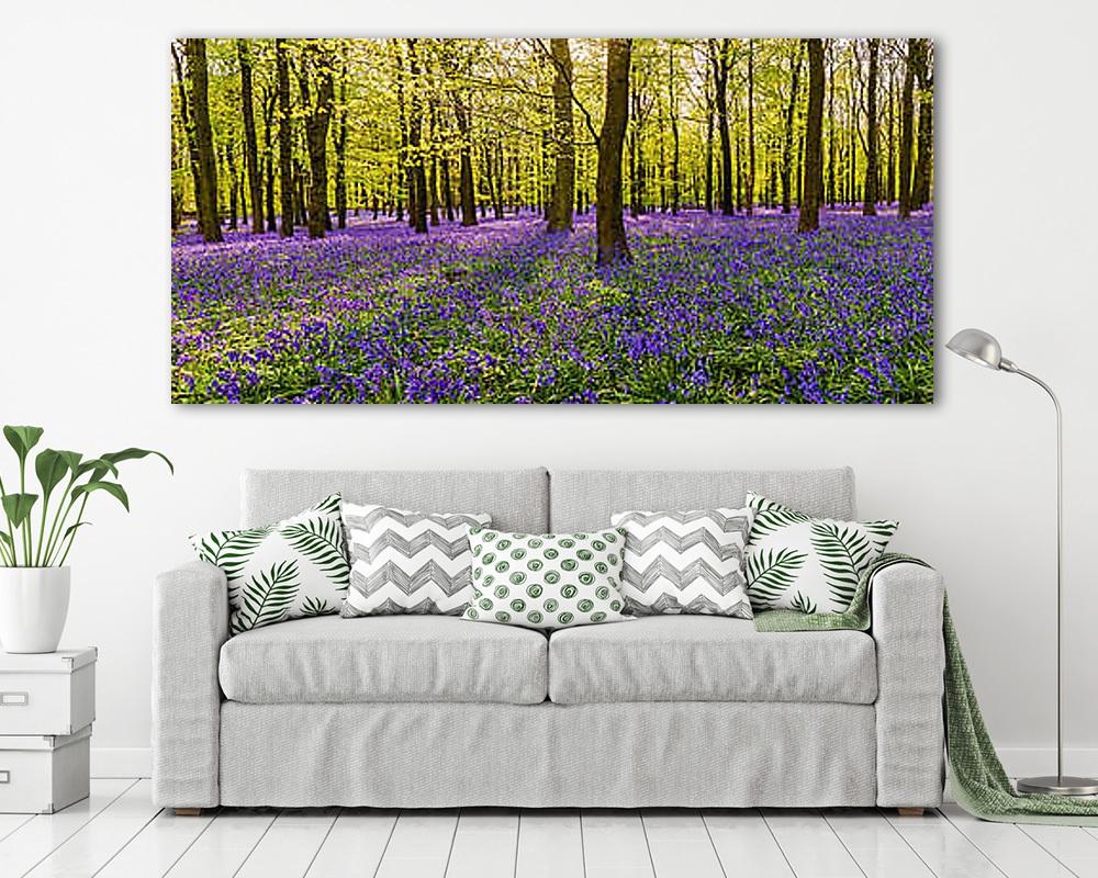 Napsütötte erdő harangvirágokkal (fotótapéta) - vászonkép, falikép otthonra és irodába