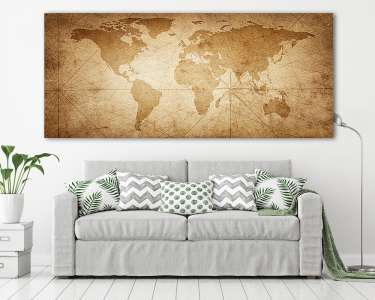 Régi világtérkép illusztrációja (vászonkép) - vászonkép, falikép otthonra és irodába