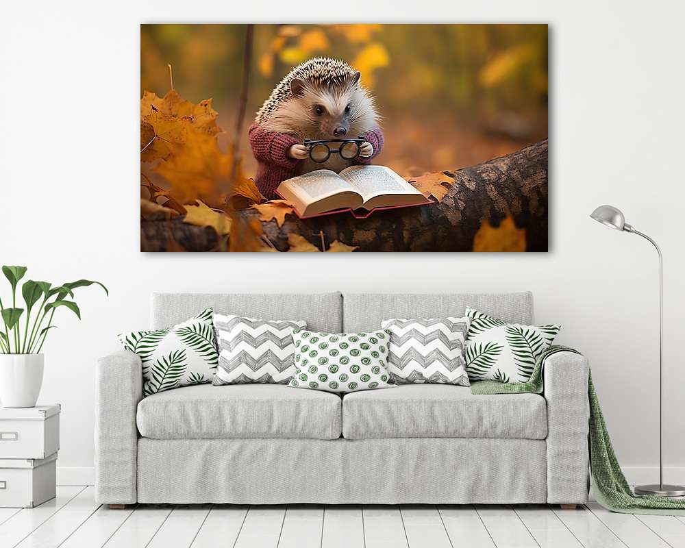 Süni könyvet olvas az erdőben (poszter) - vászonkép, falikép otthonra és irodába
