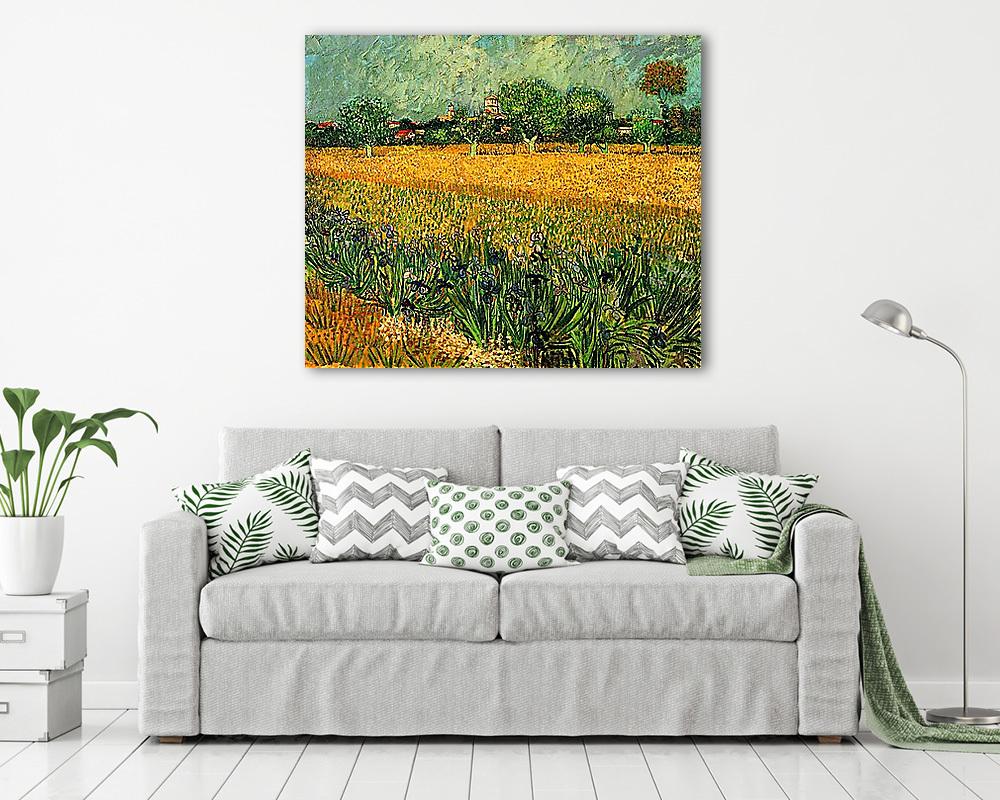 Arles látképe íriszekkel az előtérben, 1888 - vászonkép, falikép vásárlás Arles látképe íriszekkel az előtérben, 1888 (poszter) - vászonkép, falikép otthonra és irodába