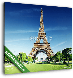 napsütéses reggel és az Eiffel-torony, Párizs, Franciaország - vászonkép 3D látványterv