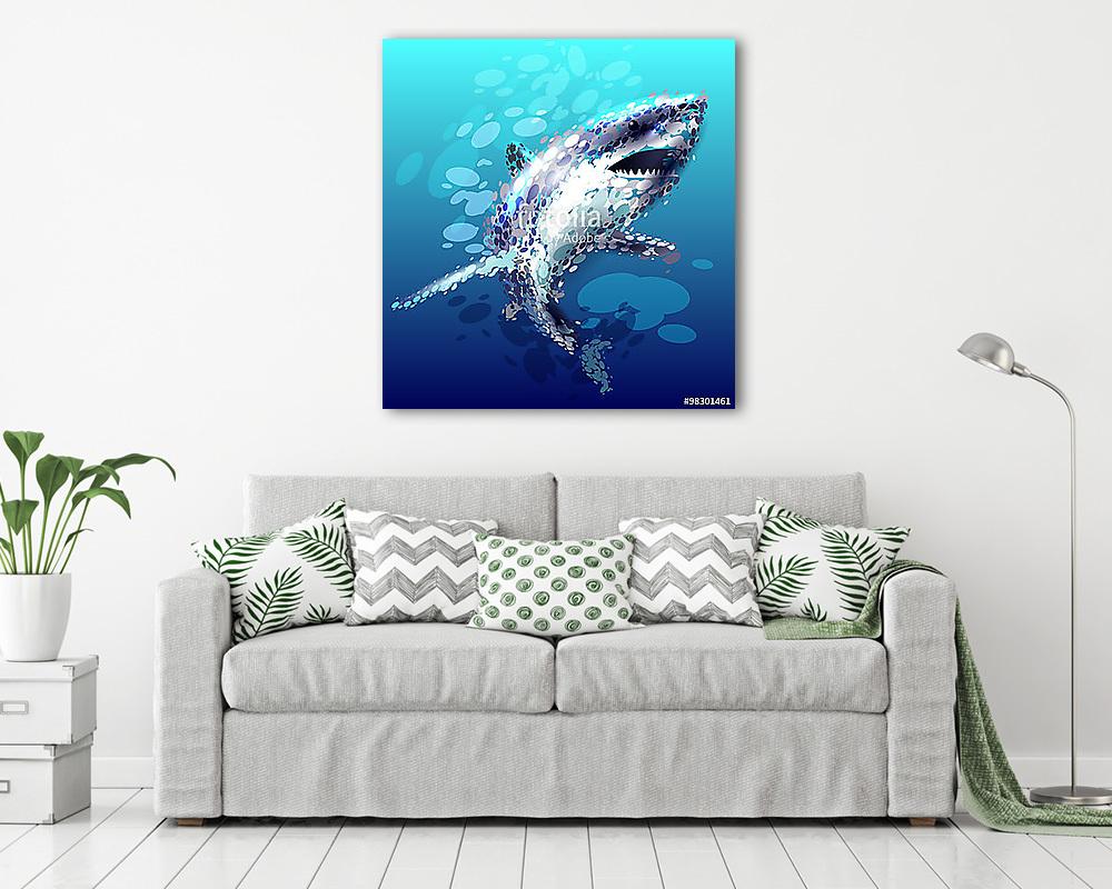 vektoros illusztráció egy cápa - vászonkép, falikép vásárlás vektoros illusztráció egy cápa (vászonkép) - vászonkép, falikép otthonra és irodába