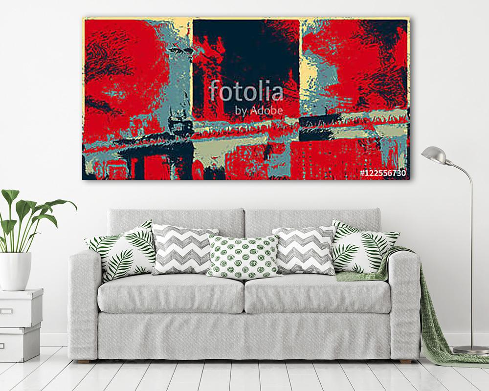 Manhattan bridge (keretezett kép) - vászonkép, falikép otthonra és irodába