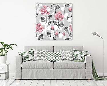 Floral seamless pattern 8. Watercolor background with roses (vászonkép) - vászonkép, falikép otthonra és irodába