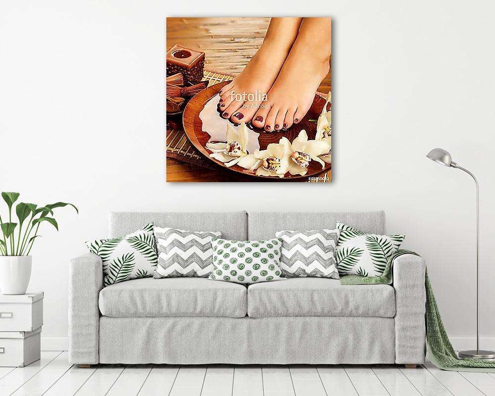 female feet at spa salon on pedicure procedure - vászonkép, falikép vásárlás female feet at spa salon on pedicure procedure (vászonkép) - vászonkép, falikép otthonra és irodába