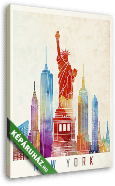 New York landmarks watercolor poster - vászonkép 3D látványterv